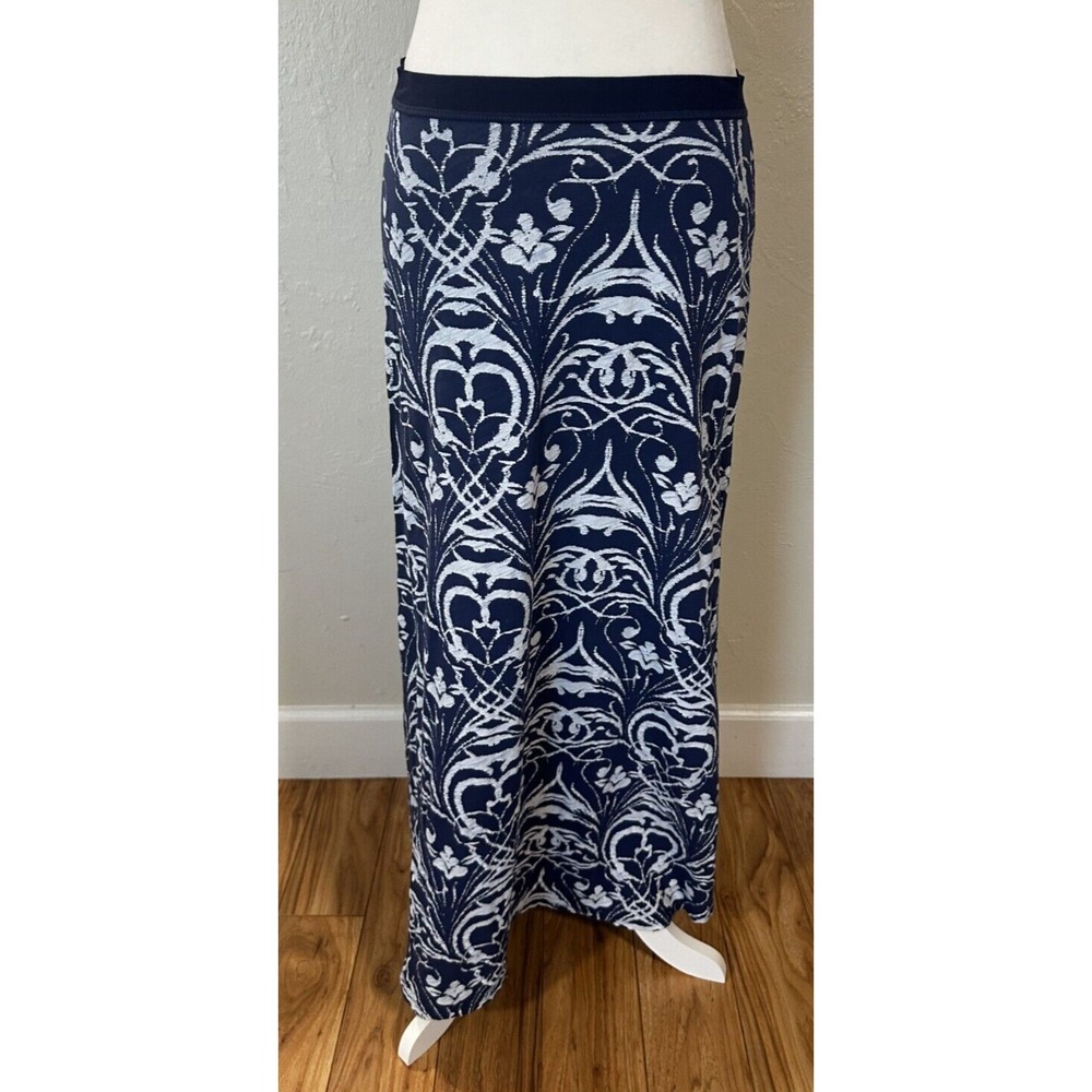 Fresh Produce Stretch Knit‎ Maxi Skirt Size Small Elastic Waist A-Line Navy